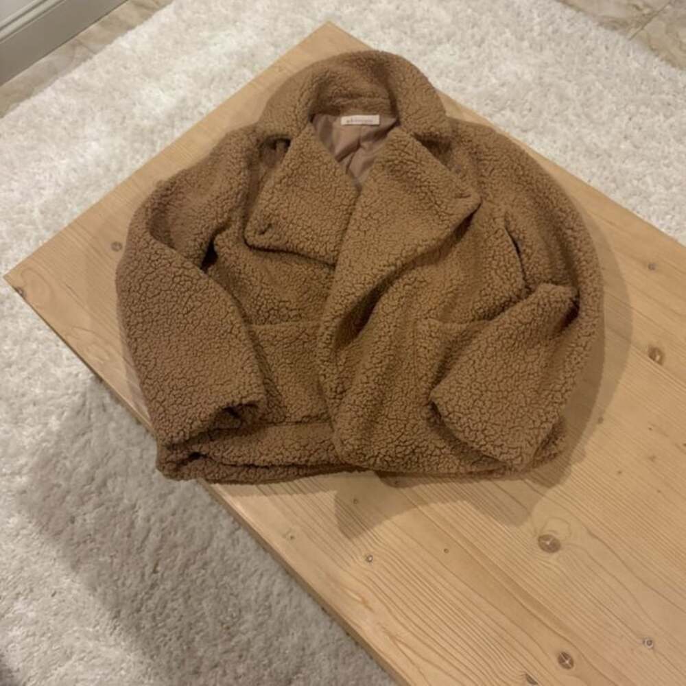 PHILOSOPHY Brown Sherpa Open Faux Fur Teddy Bear Jacket
